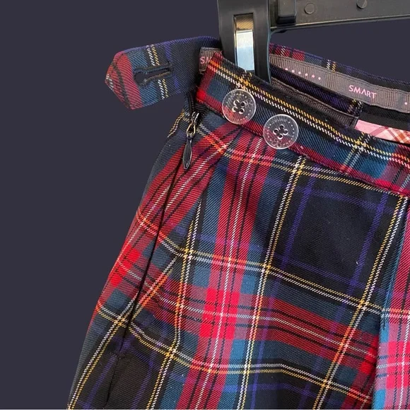 Red Plaid Pleated Mini Skirt - Picture 2 of 5